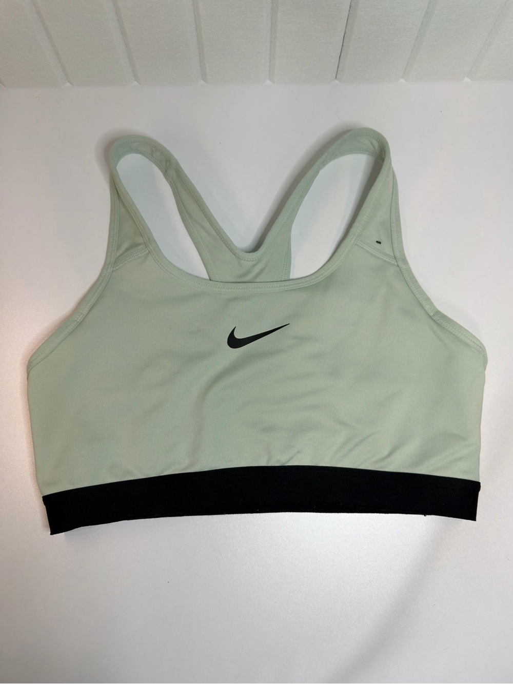 Nike Women's Pistachio Green Sports Bra with Black Band